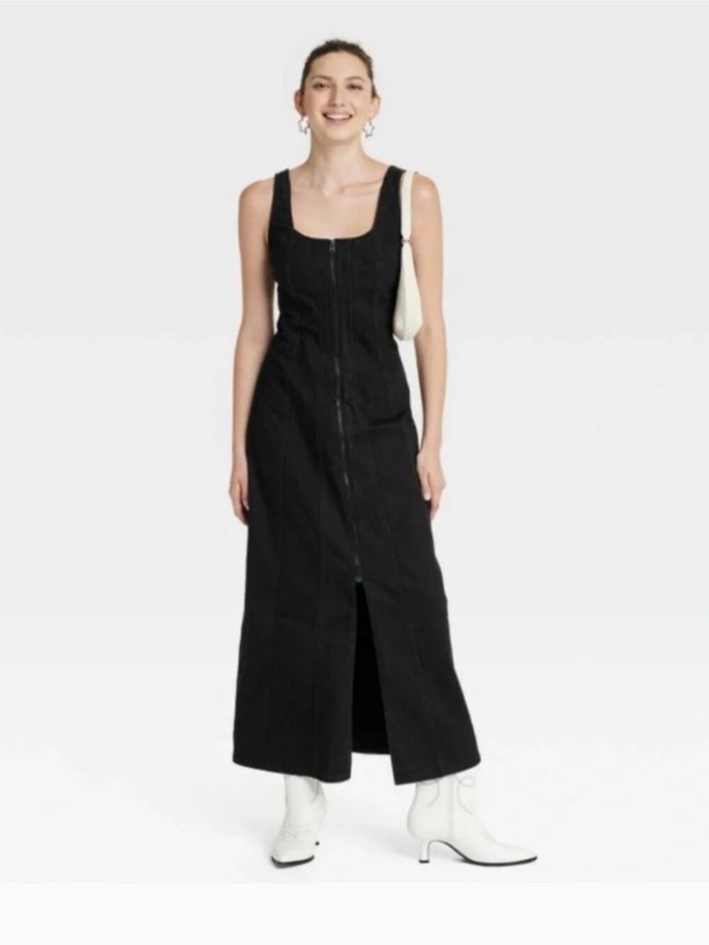 Women's Denim Tailored Corset zipper MIDI Dress Universal Thread Sz 16